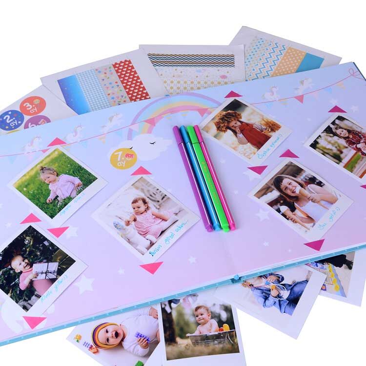 Kişiye Özel İsimli Büyük Boy Unisex Bebek Anı Defteri 30x30 - Görsel 3